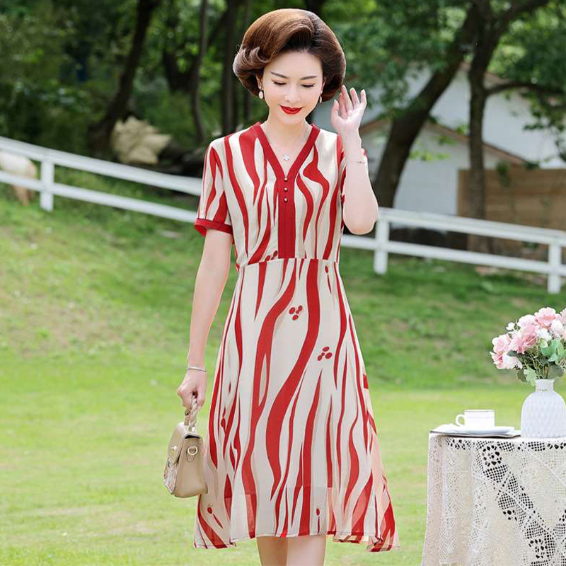 12639858.秋米罗妈妈装夏季新中式旗袍领洋气女式连衣裙