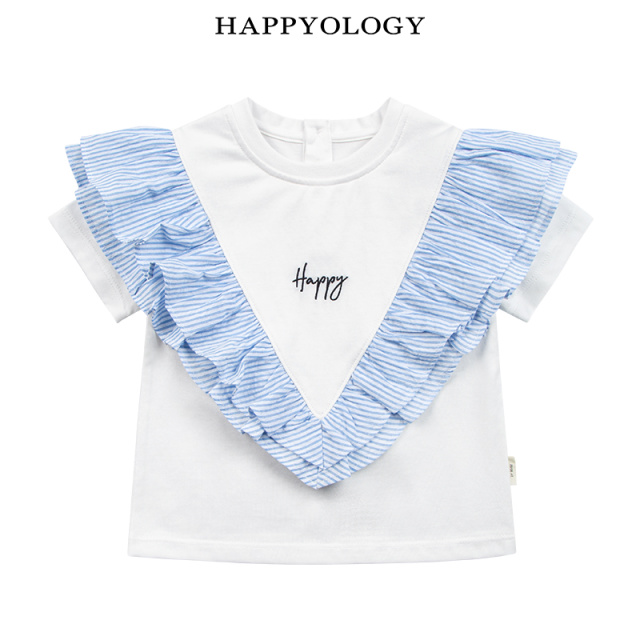 11846558.happyology英国儿童短袖纯棉上衣春季新品女童英伦纯色可爱T恤