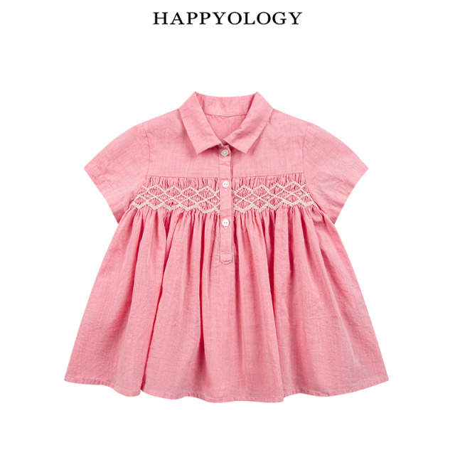11847706.happyology英国女童夏装短袖纯棉上衣儿童装薄款英伦宝宝新品衬衫