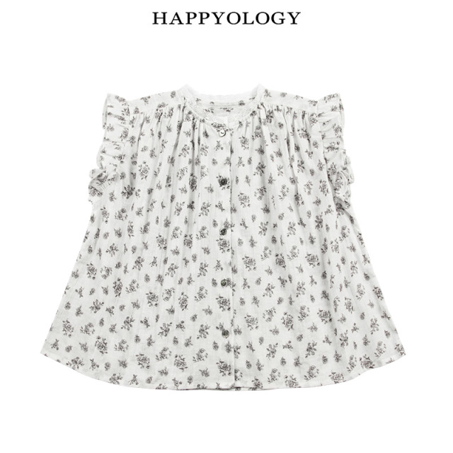 11847705.happyology英国女童夏季纯棉透气小飞袖衬衫女宝宝宽松碎花上衣