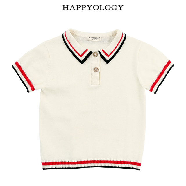 11847715.happyology英国儿童短袖纯棉英伦T恤男童翻领夏季纯色上衣男宝宝