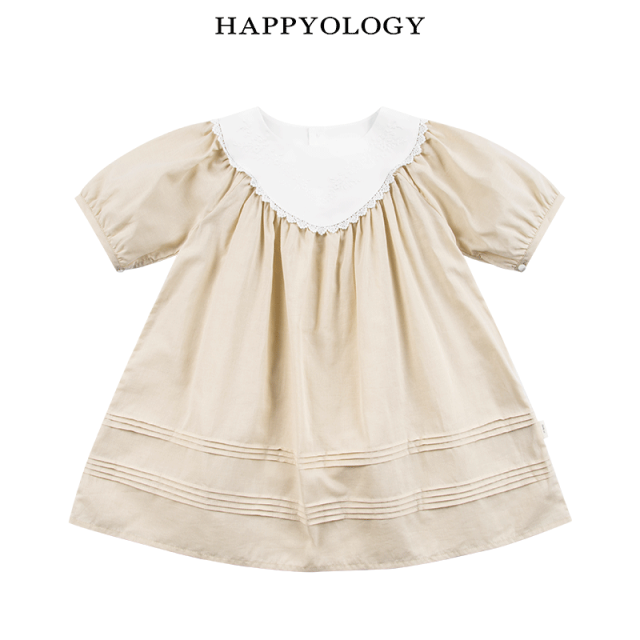 11847676.happyology英国女童纯棉绣花领连衣裙女宝宝蕾丝花边大裙摆连衣裙