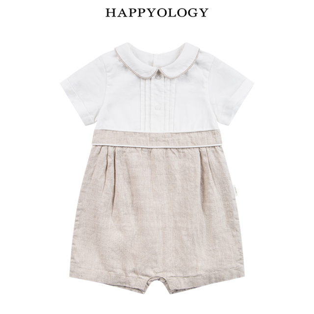 11847694.happyology英国男女宝宝撞色嵌边连体衣婴幼儿休闲英伦范连身哈衣