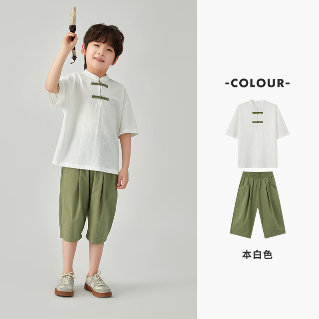 13309593.多多家 男童夏季套装2026新款儿童夏装国风中大童短袖短裤夏装