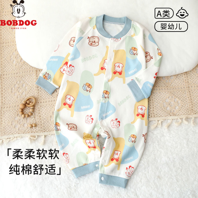 13668117.巴布豆【假两件背带哈衣】婴儿连体衣秋季A类舒适可爱宝宝连体衣