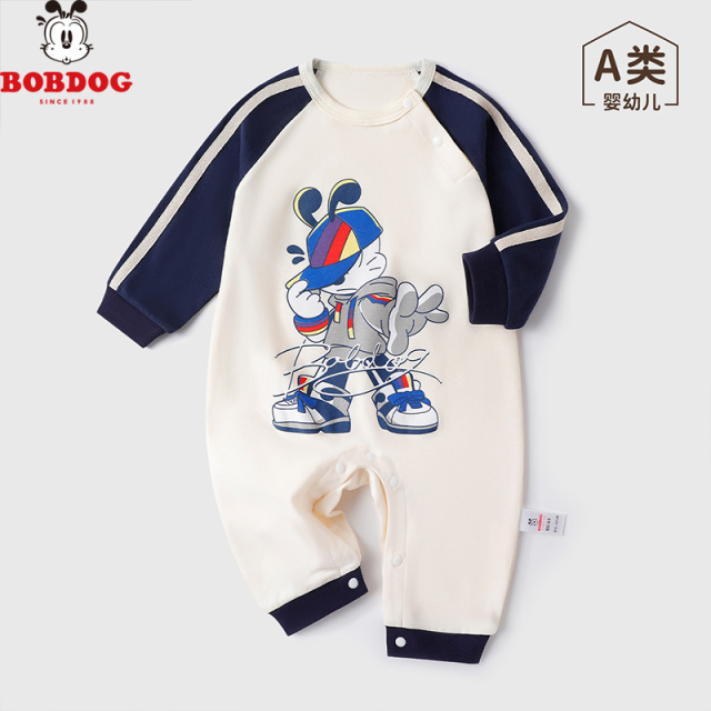 13668108.巴布豆【100%棉】婴儿连体衣服春季长袖舒适亲肤A类宝宝爬服