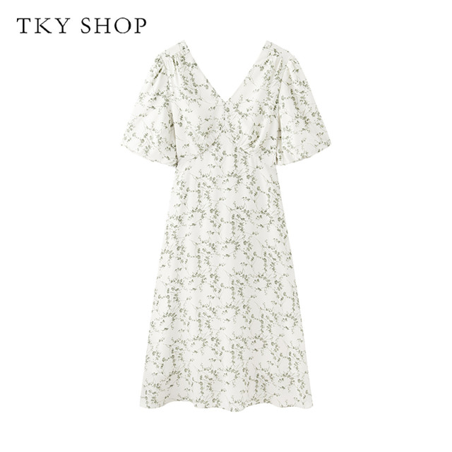 10532911.TKYSHOP清新碎花V领连衣裙2024年夏季款