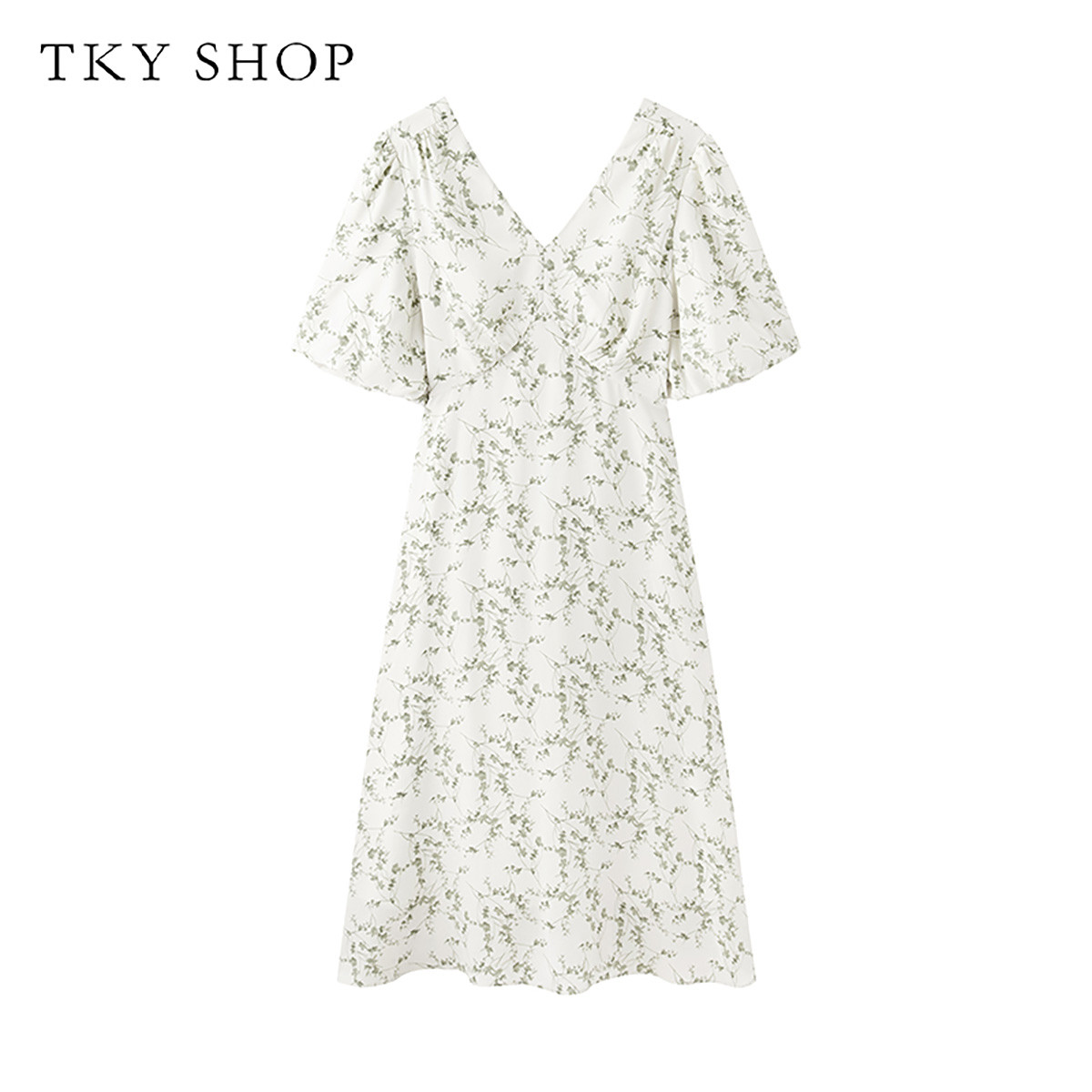 10532911.TKYSHOP清新碎花V领连衣裙2024年夏季款