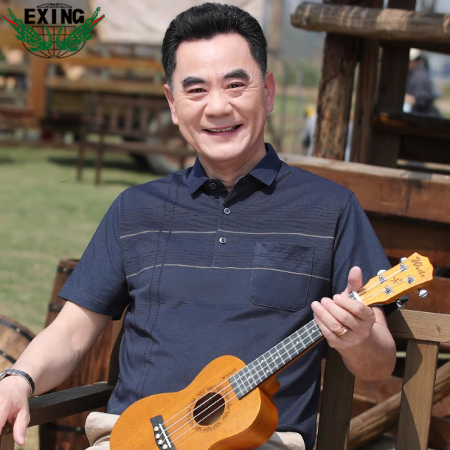 12644001.EXING【7A抗菌】中年爸爸装夏季短袖t恤男士polo衫上衣中老年男装