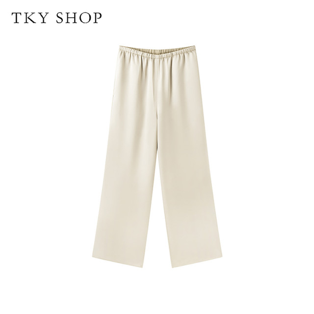 10533175.TKYSHOP松紧腰口垂感阔腿长裤2024年夏季款