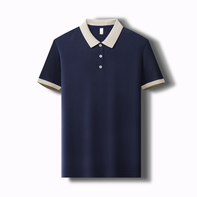 12643967.EXING男士短袖t恤爸爸夏季撞色翻领POLO衫中老年人上衣