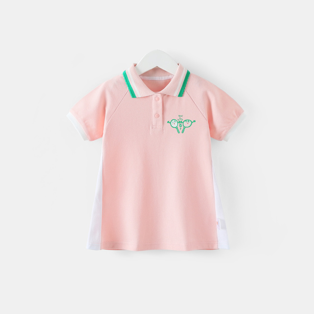12024451.齐齐熊女童polo连衣裙女宝宝网球运动裙子夏装印花翻领甜美风珠地
