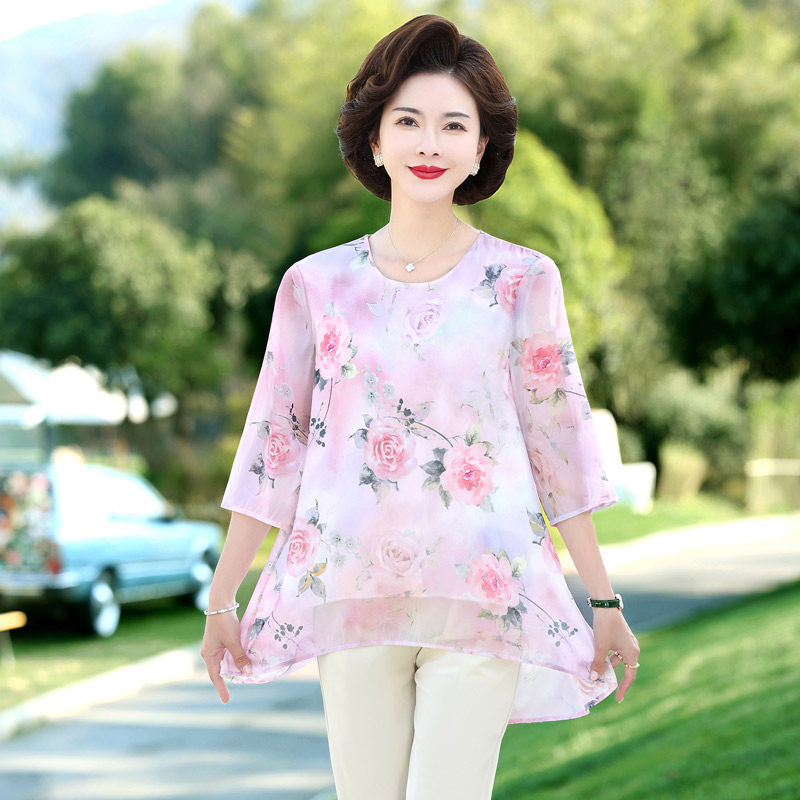 12640490.秋米罗妈妈装夏季印花薄款T恤