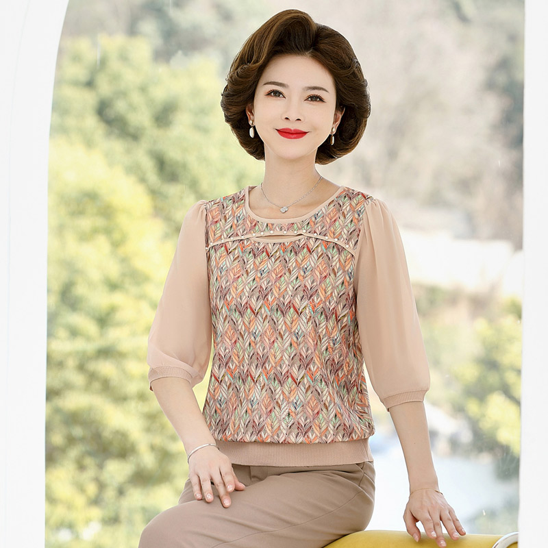 12640487.秋米罗妈妈装夏季印花薄款T恤