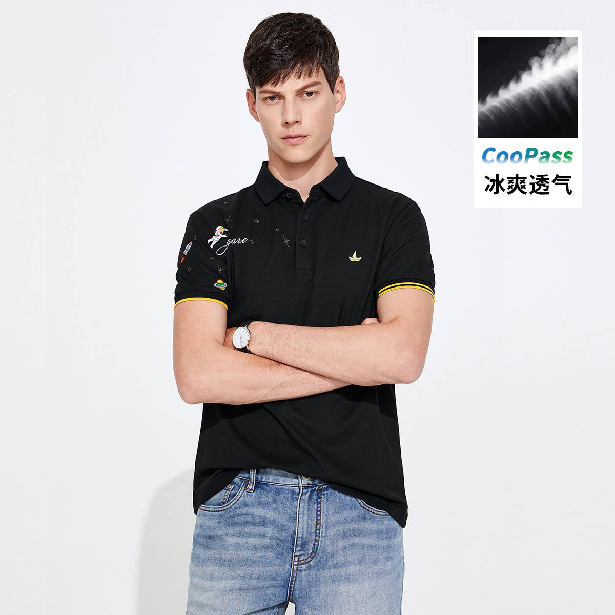10575073.【吸湿排汗】意大利小帆船 春夏简约男士短袖Polo
