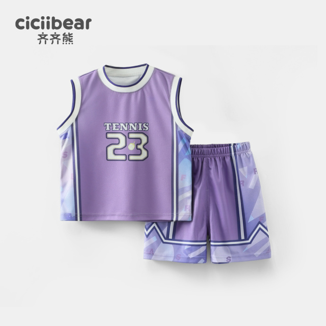 12024548.[户外速干]齐齐熊男童背心套装夏装儿童运动篮球服男宝宝夏季新款