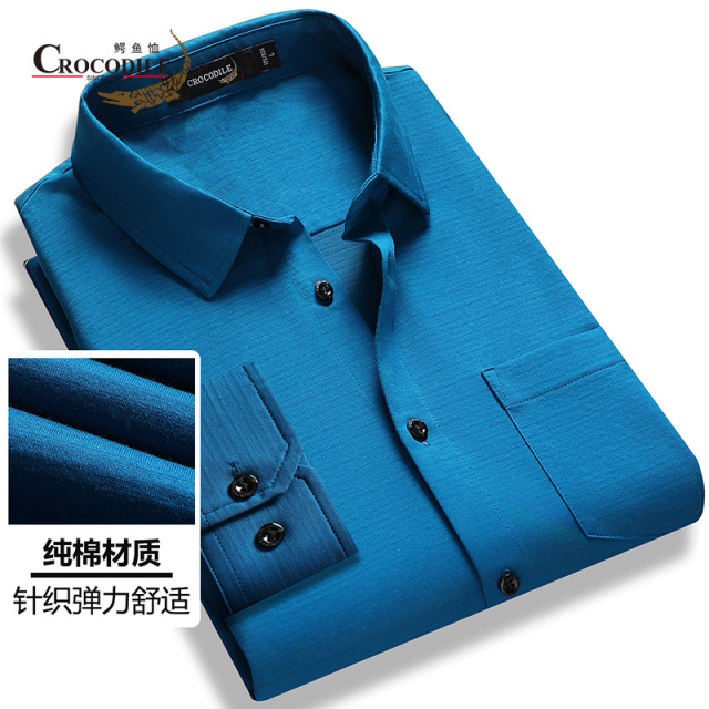 10582738.【100%棉】春夏新品舒适柔软针织弹力长袖衬衣衬衫男