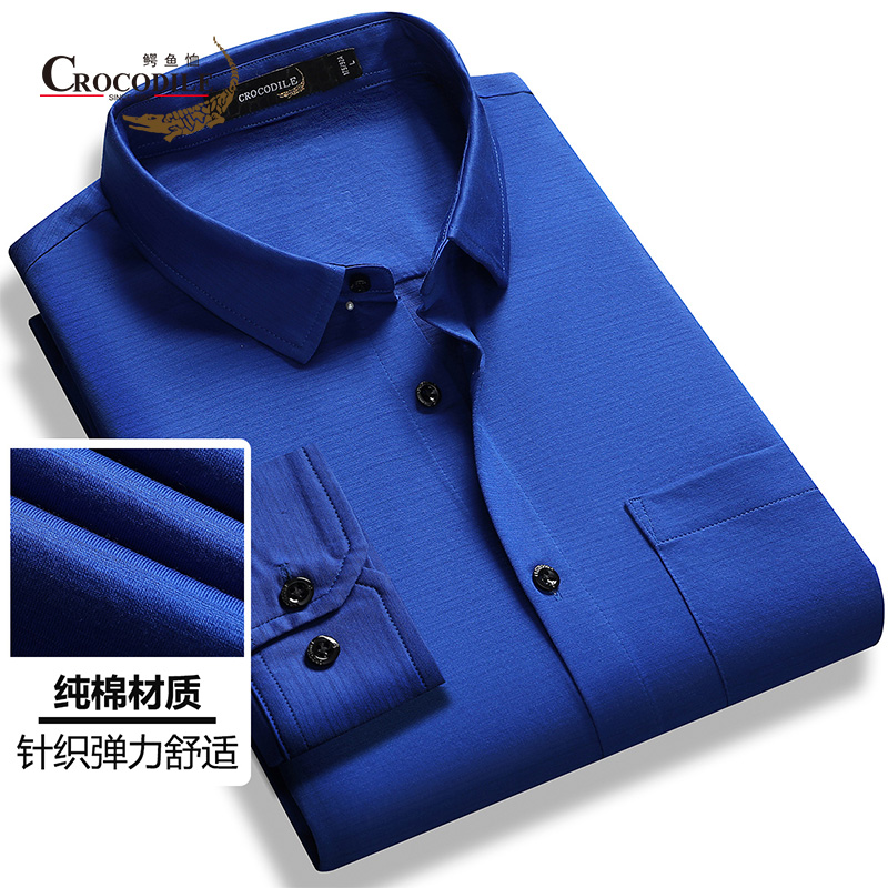 10582738.【100%棉】春夏新品舒适柔软针织弹力长袖衬衣衬衫男