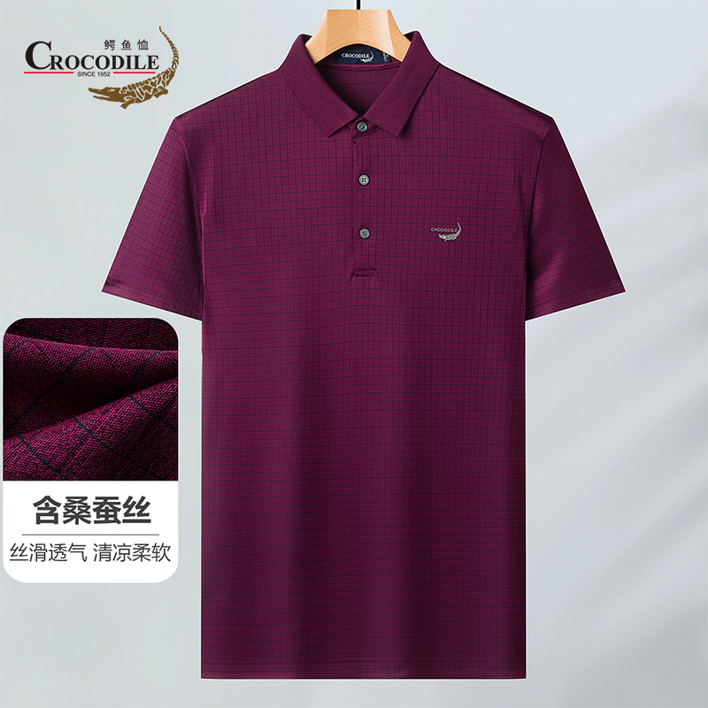 10582766.【专柜款】夏季含桑蚕丝提花柔软清凉透气男式翻领Polo衫