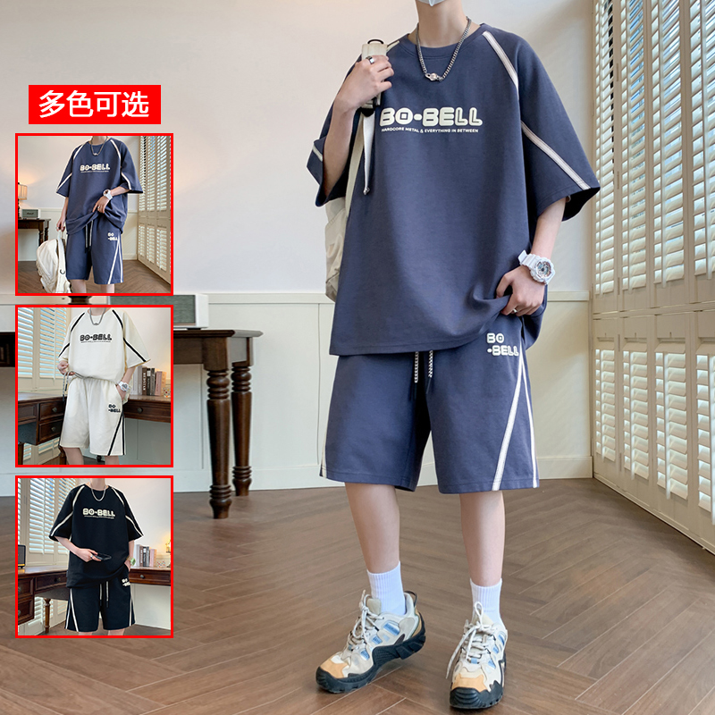 10624427.衣仕梵潮牌夏季宽松短袖五分裤男休闲舒适潮流两件套【衣仕梵男装XJ】