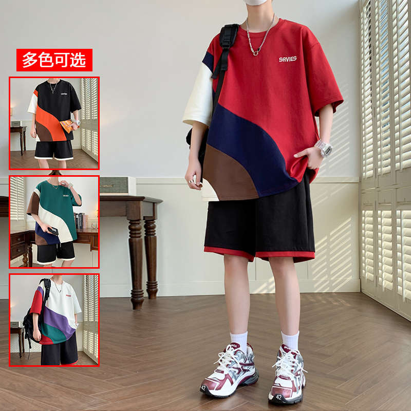 10624411.衣仕梵潮牌夏季宽松短袖五分裤男休闲舒适潮流两件套【衣仕梵男装XJ】