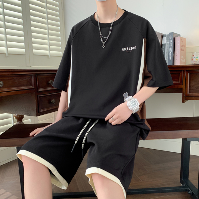 10624419.衣仕梵潮牌夏季宽松短袖五分裤男休闲舒适潮流两件套【衣仕梵男装XJ】