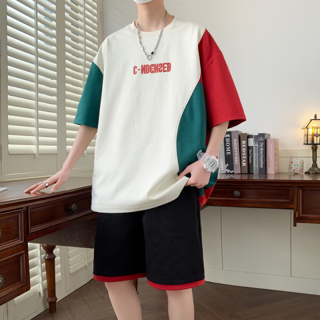 10624412.衣仕梵潮牌夏季宽松短袖五分裤男休闲舒适潮流两件套【衣仕梵男装XJ】