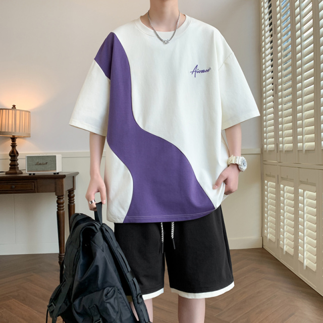 10624433.衣仕梵潮牌夏季宽松短袖五分裤男休闲舒适潮流两件套【衣仕梵男装XJ】