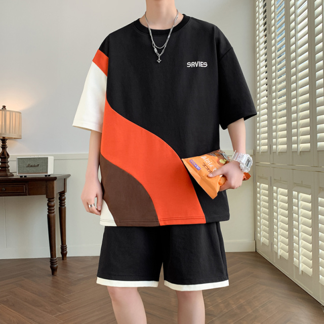 10624411.衣仕梵潮牌夏季宽松短袖五分裤男休闲舒适潮流两件套【衣仕梵男装XJ】