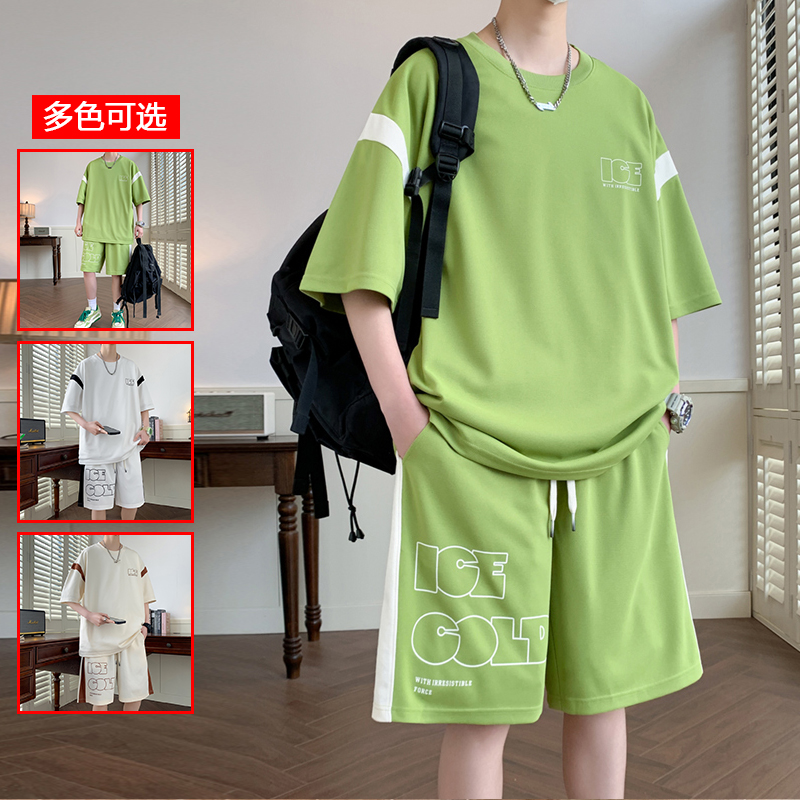 10624423.衣仕梵潮牌夏季宽松短袖五分裤男休闲舒适潮流两件套【衣仕梵男装XJ】