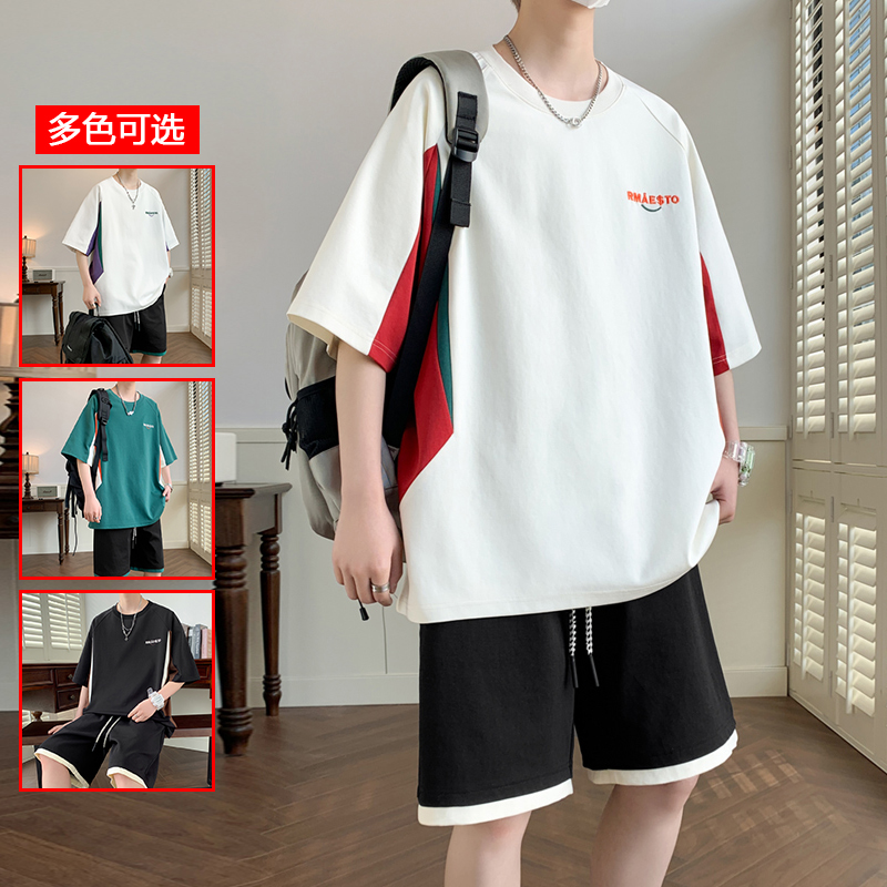 10624419.衣仕梵潮牌夏季宽松短袖五分裤男休闲舒适潮流两件套【衣仕梵男装XJ】