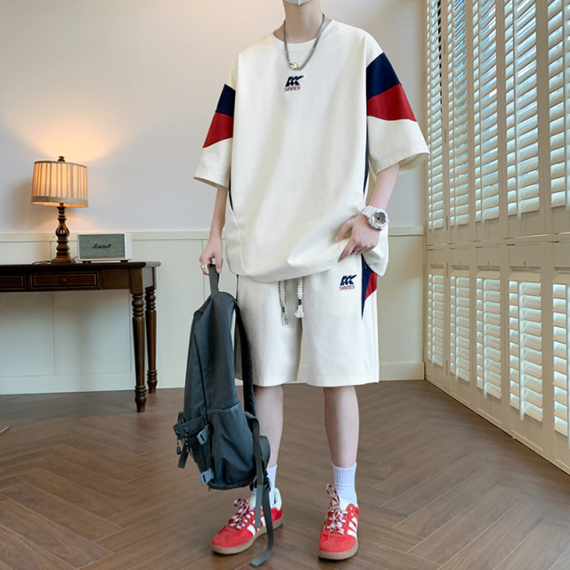 10624430.衣仕梵潮牌夏季宽松短袖五分裤男休闲舒适潮流两件套【衣仕梵男装XJ】