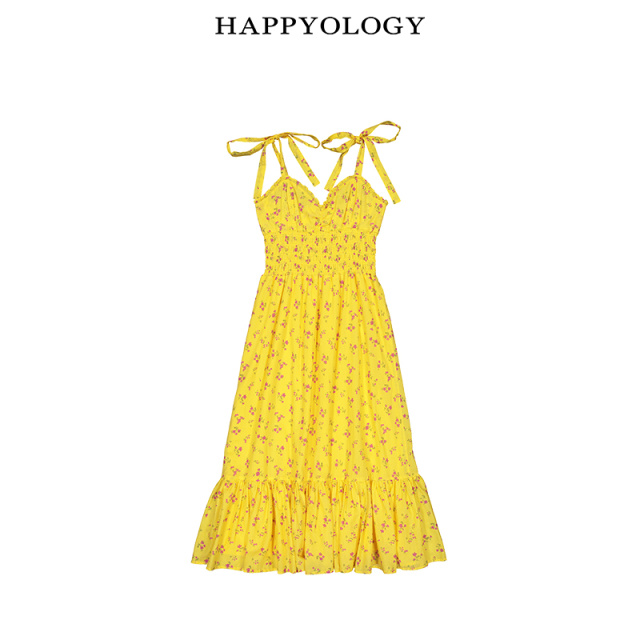 11847652.happyology英国亲子装连衣裙吊带碎花妈妈装夏长裙女装有机棉印花