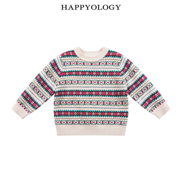 11847647.happyology英国儿童美利奴羊毛童装毛衫男童费尔岛毛衣女童毛线裤