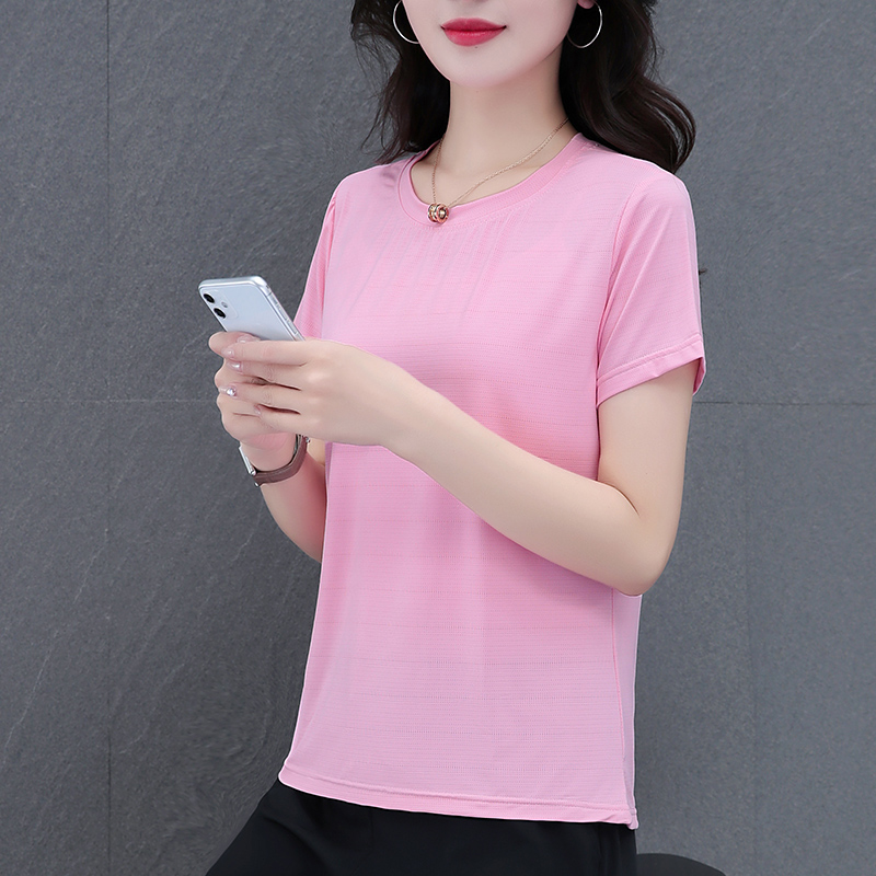 10669586.7-CHAOY夏季新款女式冰丝时髦百搭休闲短袖T恤多色可选【7-CHAOY一口价39.9】