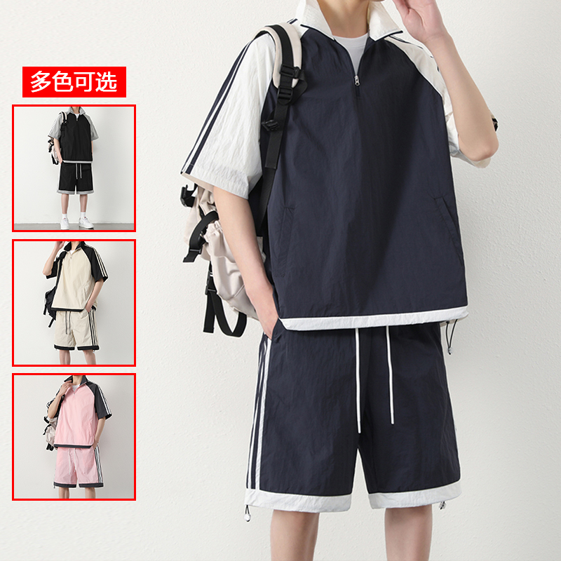 10690317.衣仕梵夏季新款男潮流休闲风舒适情侣款宽松套装【衣仕梵男装XJ】