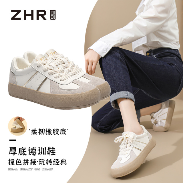 12733222.【ZHR则则】德训鞋圆头系带厚底女鞋[超纤+PU]