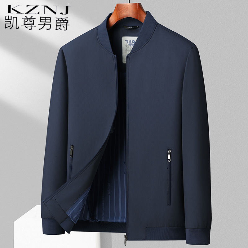 10722086.24年新款男士夹克衫春秋季中老年商务休闲棒球领爸爸装上衣外套薄
