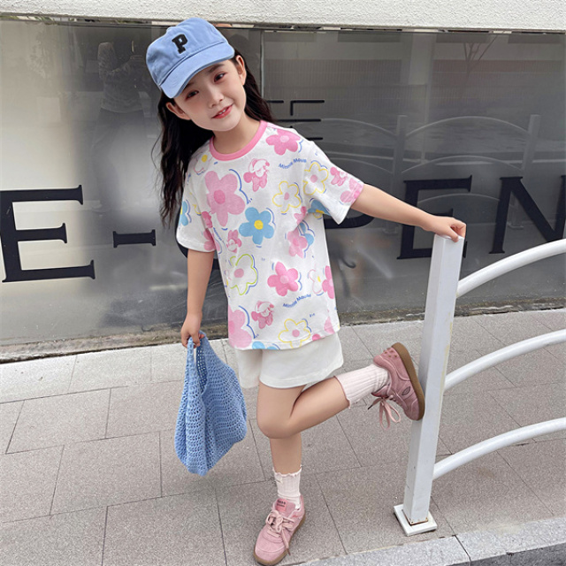12075809.迪士尼女童短袖T恤(花朵米妮)