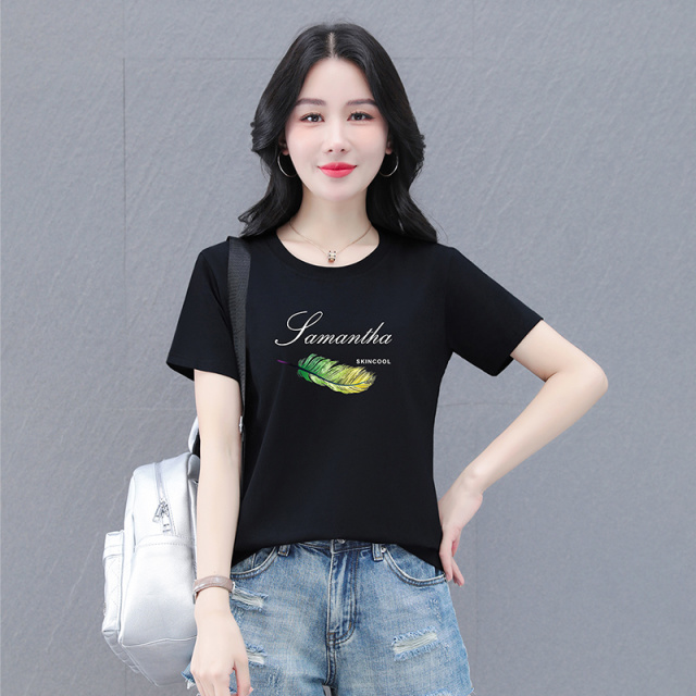 10726295.7-CHAOY夏季新款短袖T恤女士棉圆领时髦减龄百搭上衣【7-CHAOY一口价39.9】