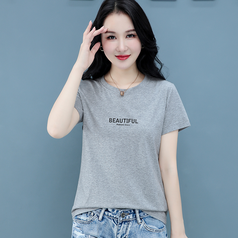 10726464.淘贝鼠夏季新款女式时髦减龄舒适百搭短袖T恤多色可选【淘贝鼠一口价39.9】