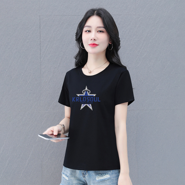 10726409.淘贝鼠夏季新款短袖T恤女士棉圆领时髦减龄百搭上衣【淘贝鼠一口价39.9】