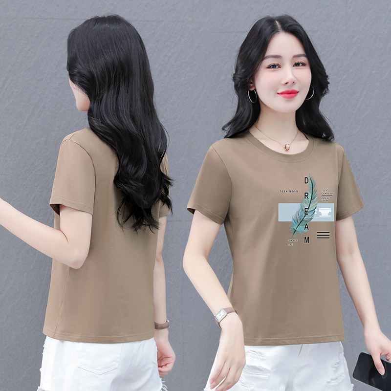 10726290.7-CHAOY夏季新款短袖T恤女士棉圆领时髦减龄百搭上衣【7-CHAOY一口价39.9】