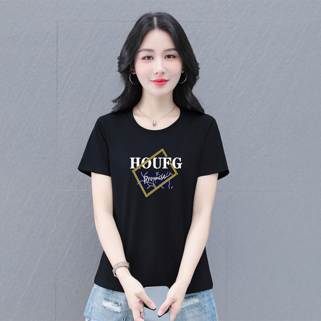 10726294.7-CHAOY夏季新款短袖T恤女士棉圆领时髦减龄百搭上衣【7-CHAOY一口价39.9】