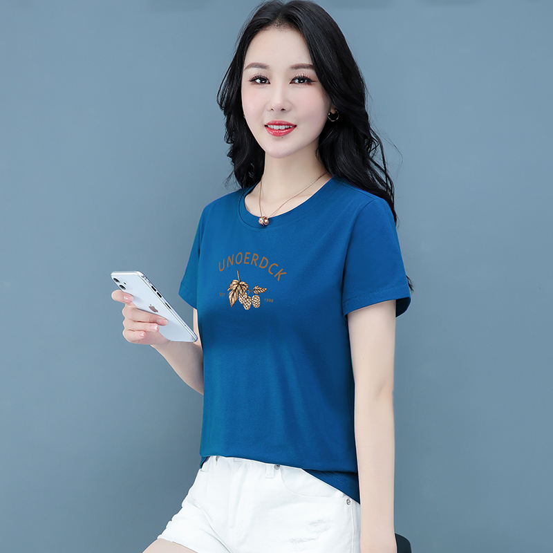 10726463.淘贝鼠夏季新款女式时髦减龄舒适百搭短袖T恤多色可选【淘贝鼠一口价39.9】