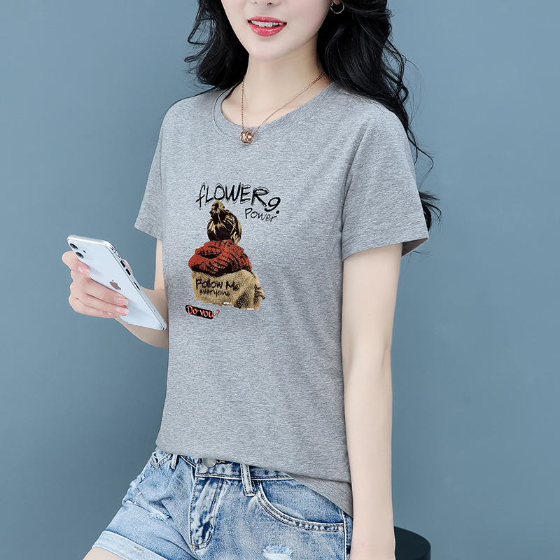 10726469.淘贝鼠夏季新款女式时髦减龄舒适百搭短袖T恤多色可选【淘贝鼠一口价39.9】