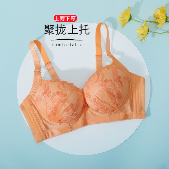 10764896.古今上薄下厚杯聚拢蕾丝内衣女文胸罩