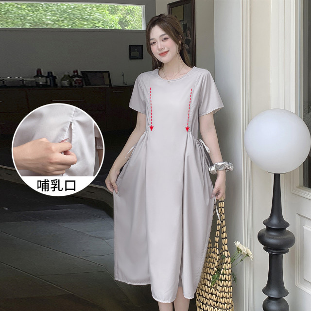 10769699.兔妈孕妇装哺乳连衣裙2024新款夏季孕妇裙产后休闲喂奶大码宽松裙