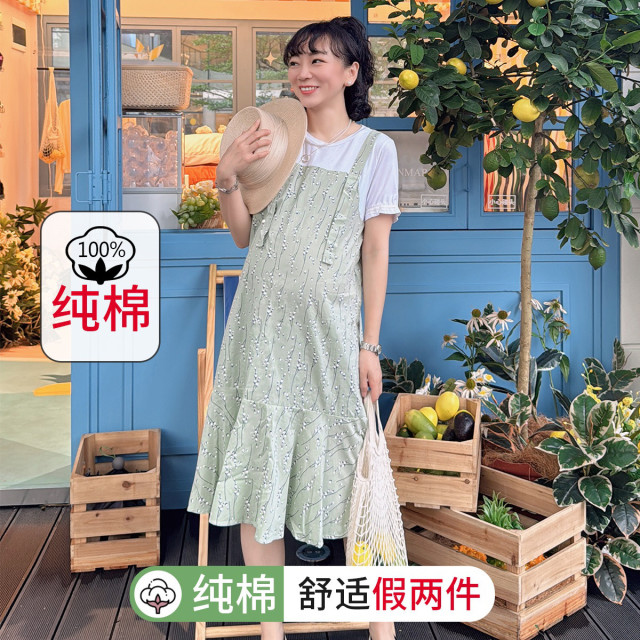 10777061.兔妈假两件连衣裙孕妇装夏季新款休闲宽松孕妇裙2026大码女夏装