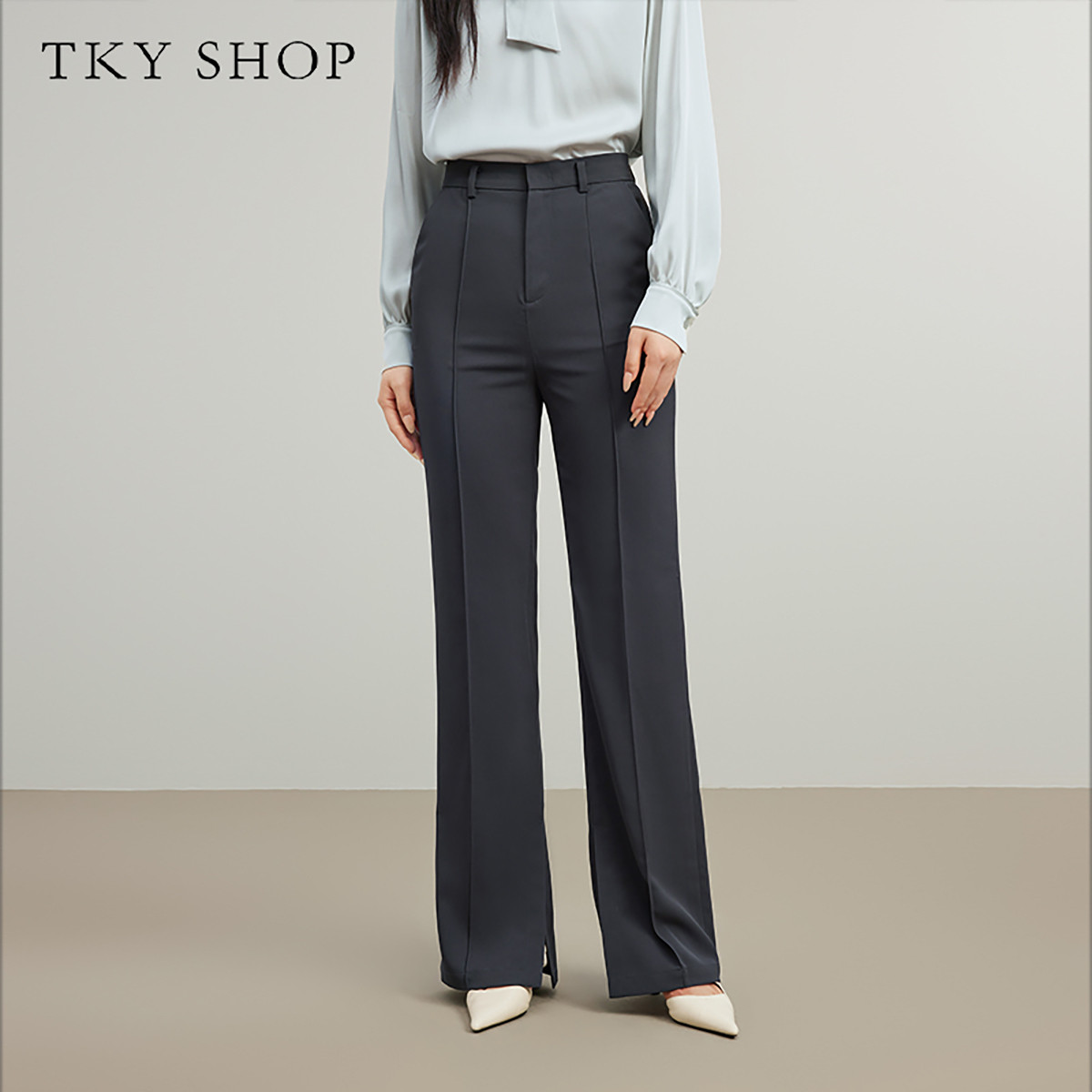 10795032.【专柜同款】TKYSHOP百搭休闲直筒长裤春秋款通勤长裤